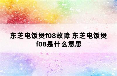 东芝电饭煲f08故障 东芝电饭煲f08是什么意思